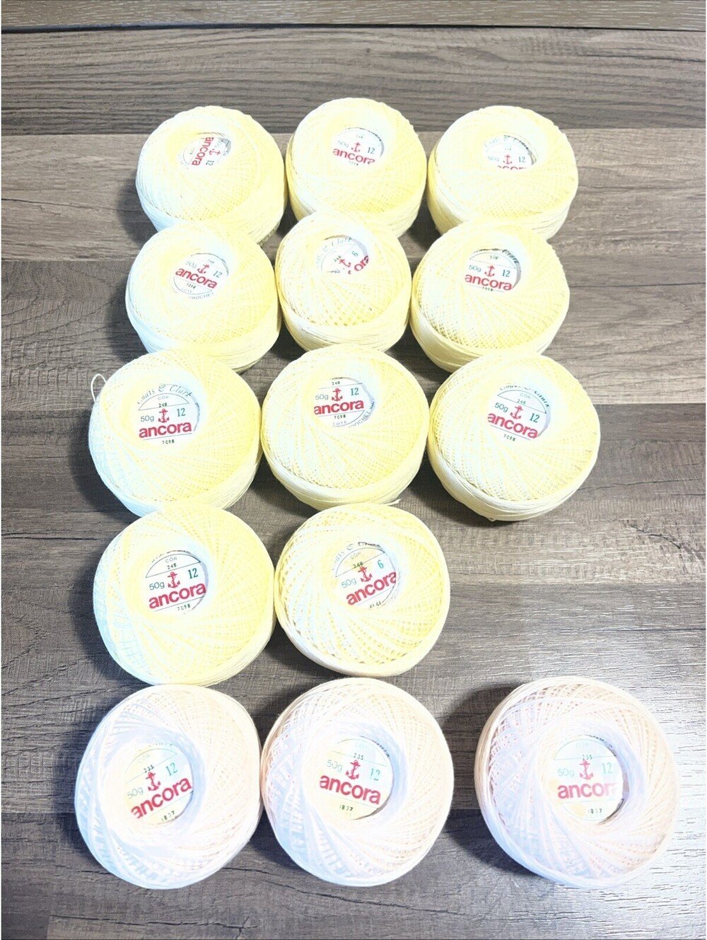 Ancora Crochet Thread 50g Lot Of 14 Light Yellow & Pink